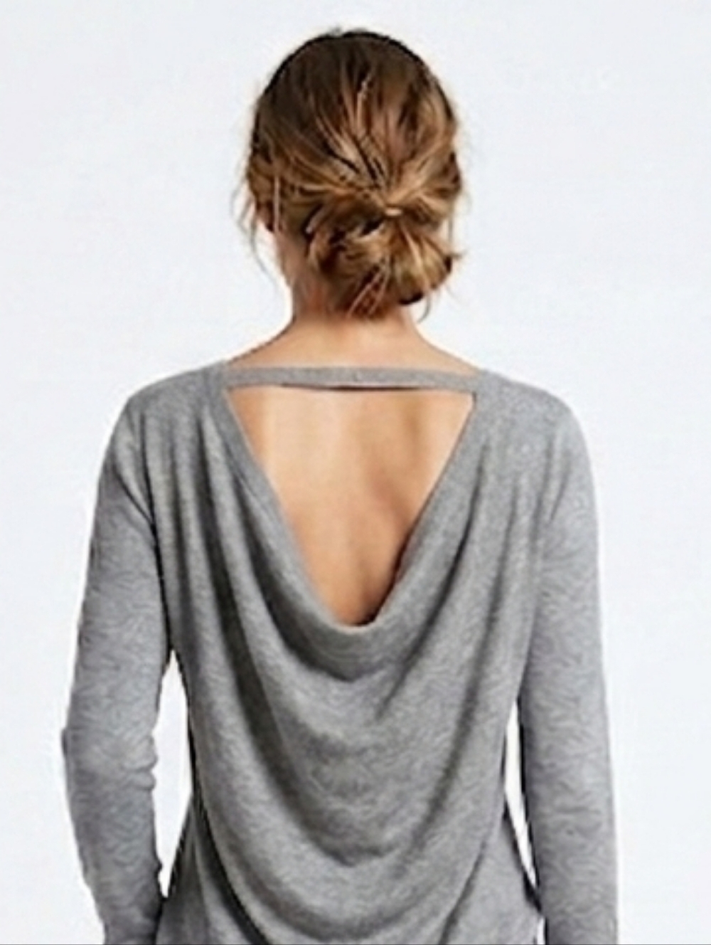 Bobi Los Angeles LS Open Back Sweater In Thunder Gray Size Small